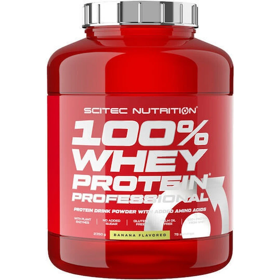 Scitec Nutrition 100% Whey Protein Профессиональный сывороточный протеин без глютена со вкусом банана 2,35 кг: цены и характеристики