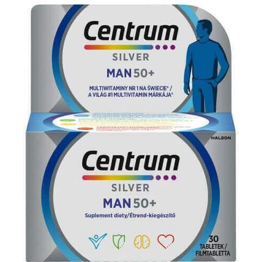 Полівітамінний комплекс Centrum Silver Man 50+ для зміцнення енергії та імунної системи 30 таблеток: ціни та характеристики