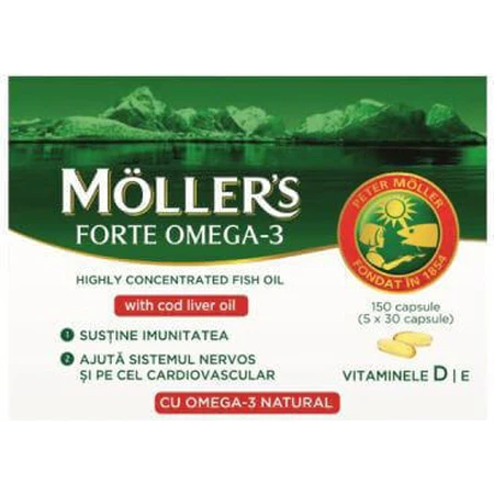 Moller's Forte Omega-3 Cod Liver Oil 150 caps Unflavoured: цены и характеристики