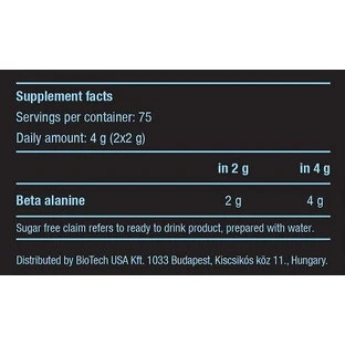 Biotech USA Бета аланін амінокислотний напій в порошку 300гр без смаку