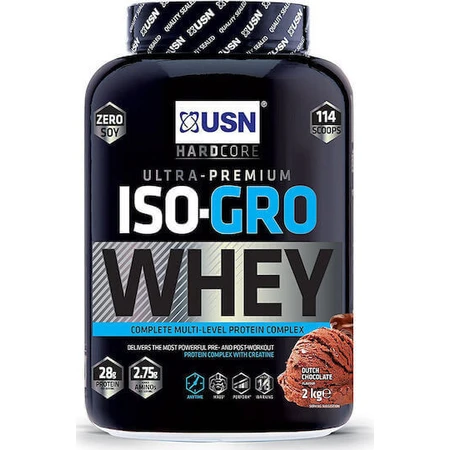 USN Hardcore ISO-Gro Сироватковий протеїн з креатином та смаком голландського шоколаду 2 кг: ціни та характеристики
