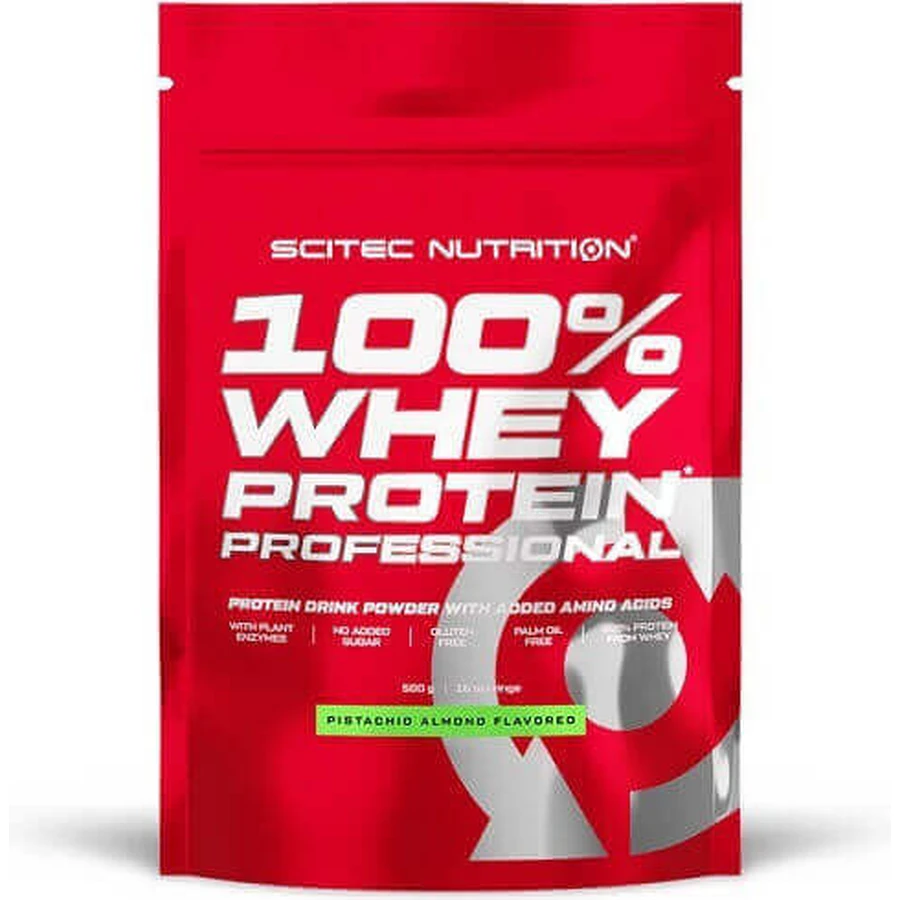 Scitec Nutrition 100% Whey Професійний сироватковий протеїн без глютену зі смаком фісташки з мигдалем 500гр: ціни та характеристики
