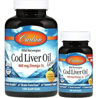 Carlson Labs Norwegian Wild Cod Liver Oil Ghemes 460 mg [150+30 softgels]