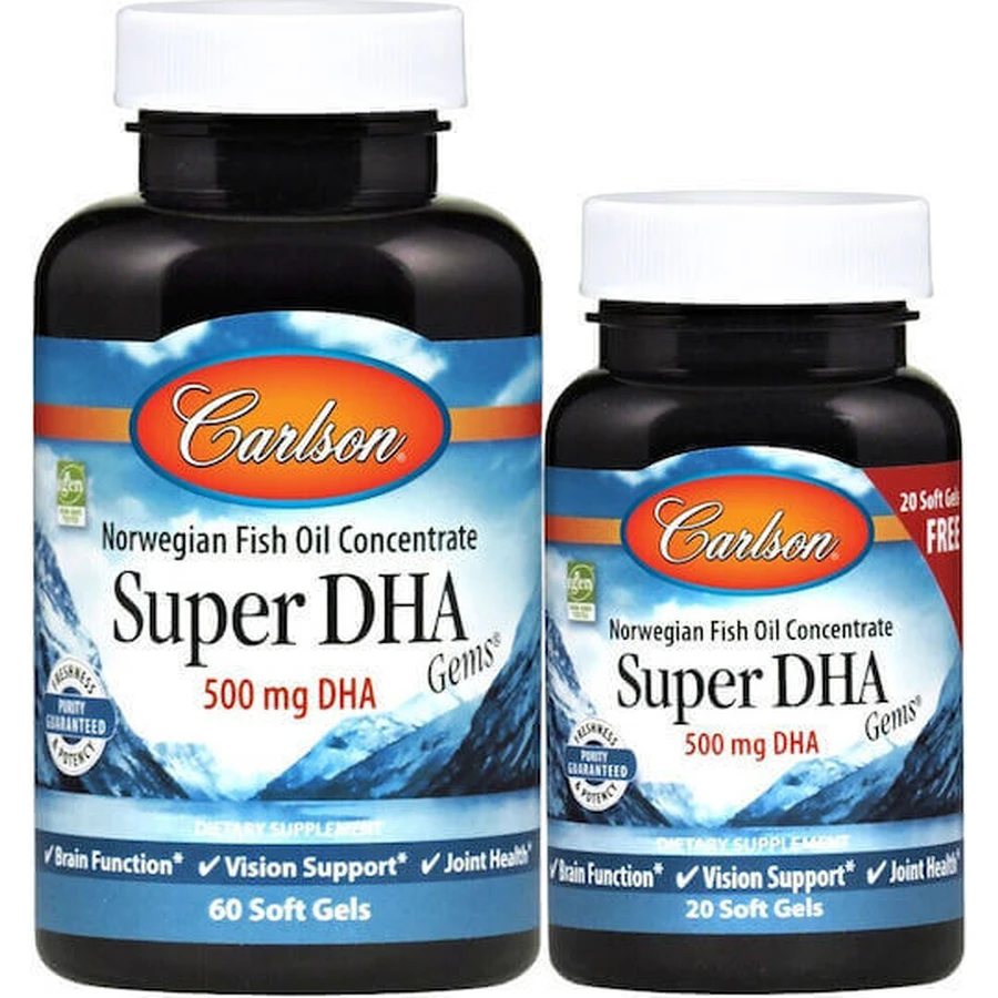Carlson Labs Super Dha Gems 500 мг [60+20 ме капсул]: ціни та характеристики