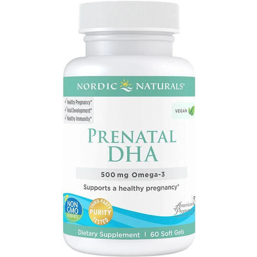 Nordic Naturals Веганська пренатальна DHA олія печінки тріски 500 мг 60 м'яких гелів без смаку: ціни та характеристики