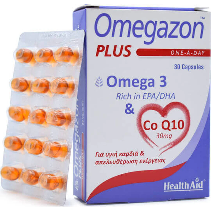 Health Aid Omegazon Plus One A Day Omega 3 & CoQ10 риб'ячий жир 30 капсул без смаку: ціни та характеристики