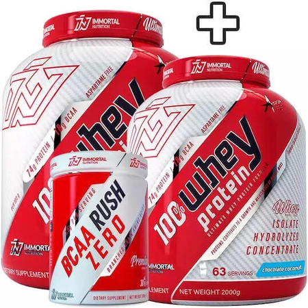 Immortal Nutrition 100% Сывороточный Протеин Шоколадный Кокос 2х2кг & Bcaa Rush Zero Unflavored 300гр: цены и характеристики