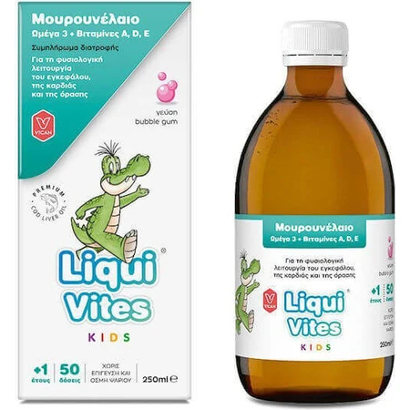 Vican Liqui Vites Kids Cod Liver Oil Подходит для детей 250 мл жевательная резинка: цены и характеристики