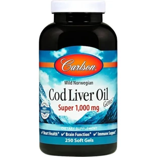 Carlson Labs Twins Wild Norwegian Cod Liver Oil 1000 Mg [250 softgels]