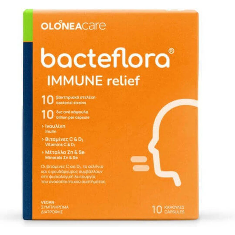 Пробіотик Olonea Bacteflora Immune Relief Probiotic 10 рослинних капсул: ціни та характеристики