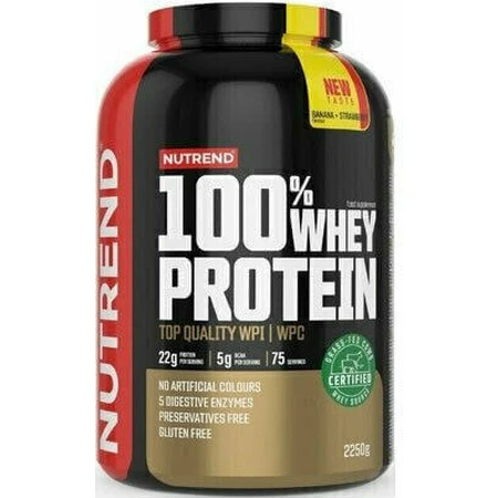 Nutrend 100% Whey Whey Protein 100% Whey Protein без глютена со вкусом клубники и банана 2,25 кг: цены и характеристики