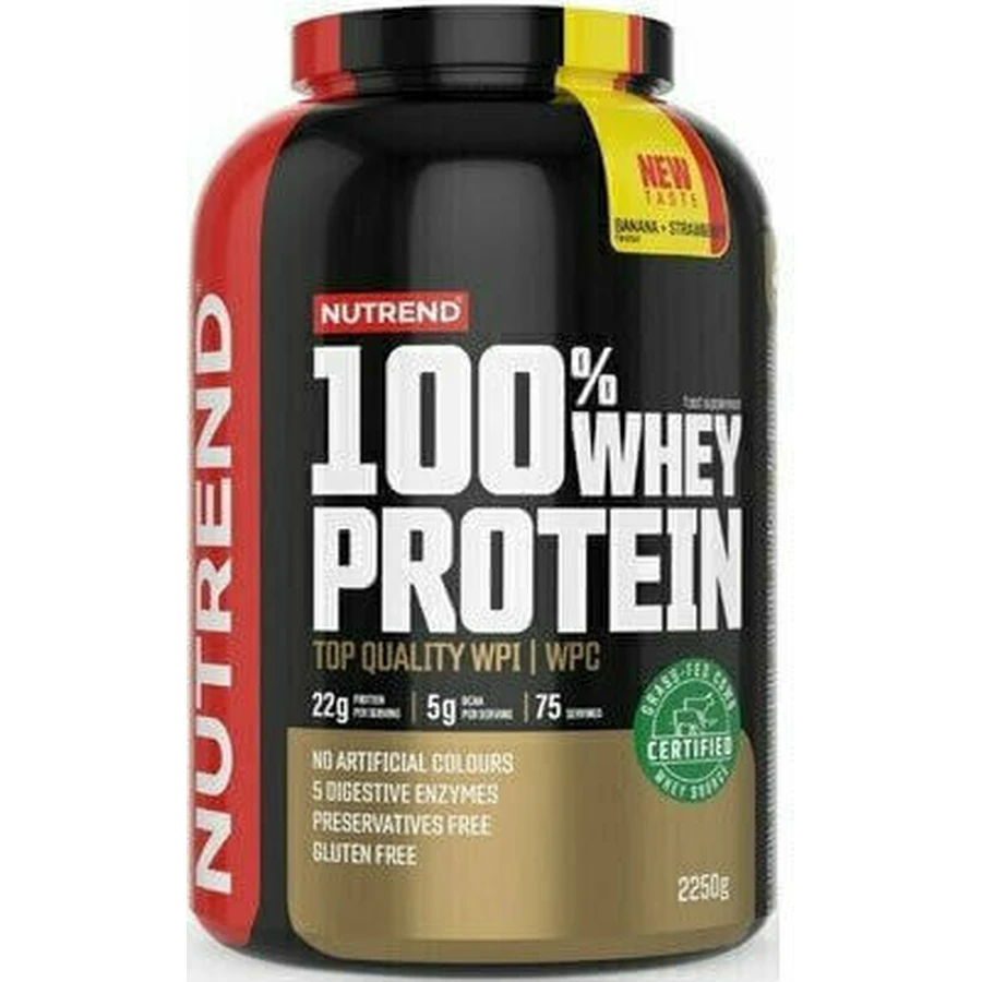 Nutrend 100% Whey Whey Protein 100% Whey Protein без глютена со вкусом клубники и банана 2,25 кг: цены и характеристики
