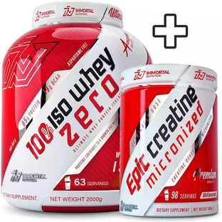 Immortal Nutrition 100% Iso Whey Zero 2000гр Raspberry Cheesecake & Epic Creatine 500гр без смаку