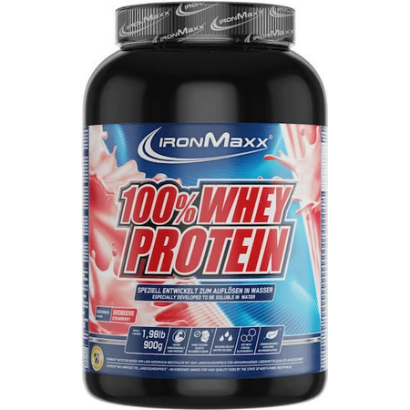 IronMaxx 100% Whey Protein Сироватковий протеїн зі смаком полуниці 900гр: ціни та характеристики