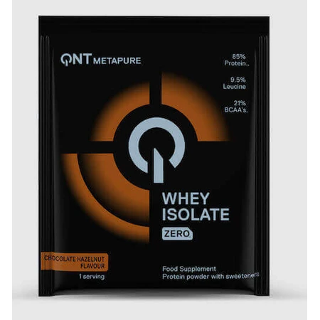 QNT Metapure Ізолят сироваткового протеїну з нульовим вмістом сироваткового протеїну зі смаком шоколадного фундука 30гр: ціни та характеристики