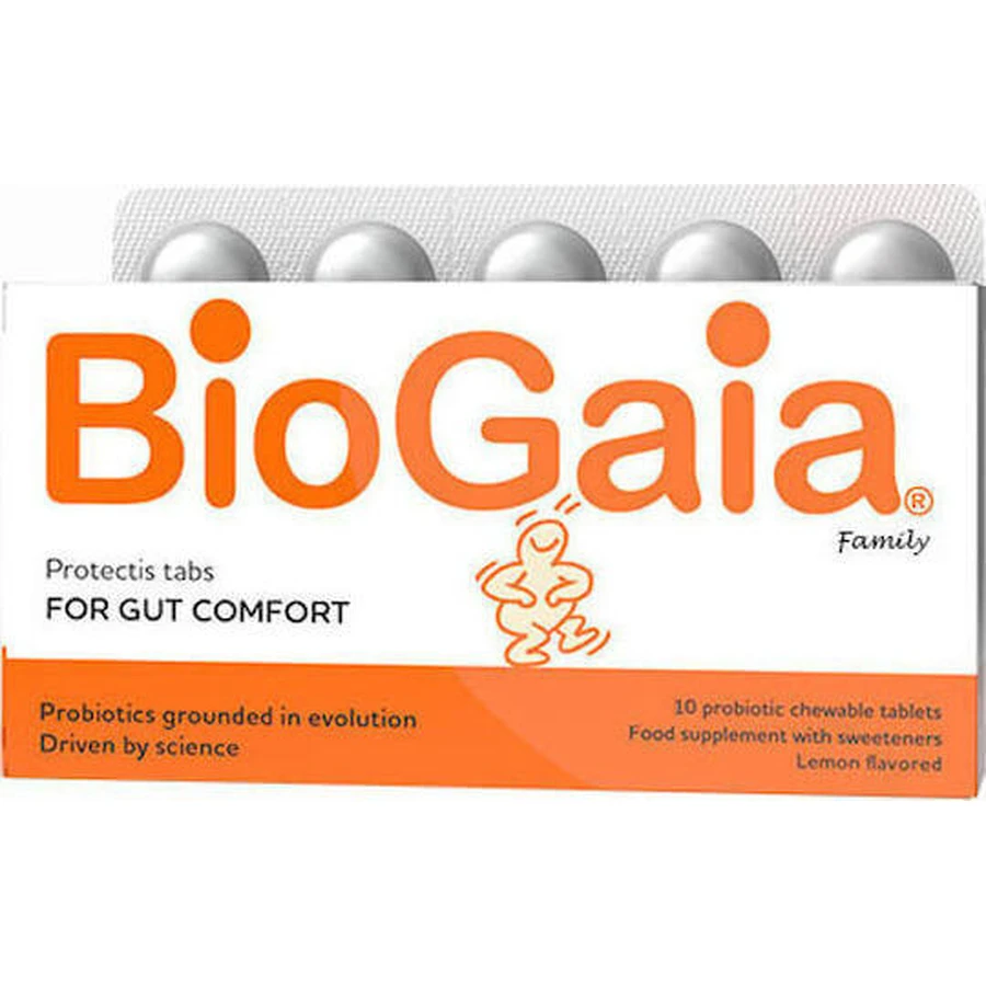 BioGaia ProGaia ProTectis Семейство пробиотиков для взрослых и детей 10 жевательных таблеток Лимон: цены и характеристики