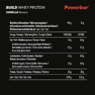 PowerBar Build Whey Protein Сироватковий протеїн без глютену з ванільним смаком 550гр