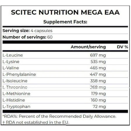 Scitec Nutrition Mega EAA 240 капсул: ціни та характеристики