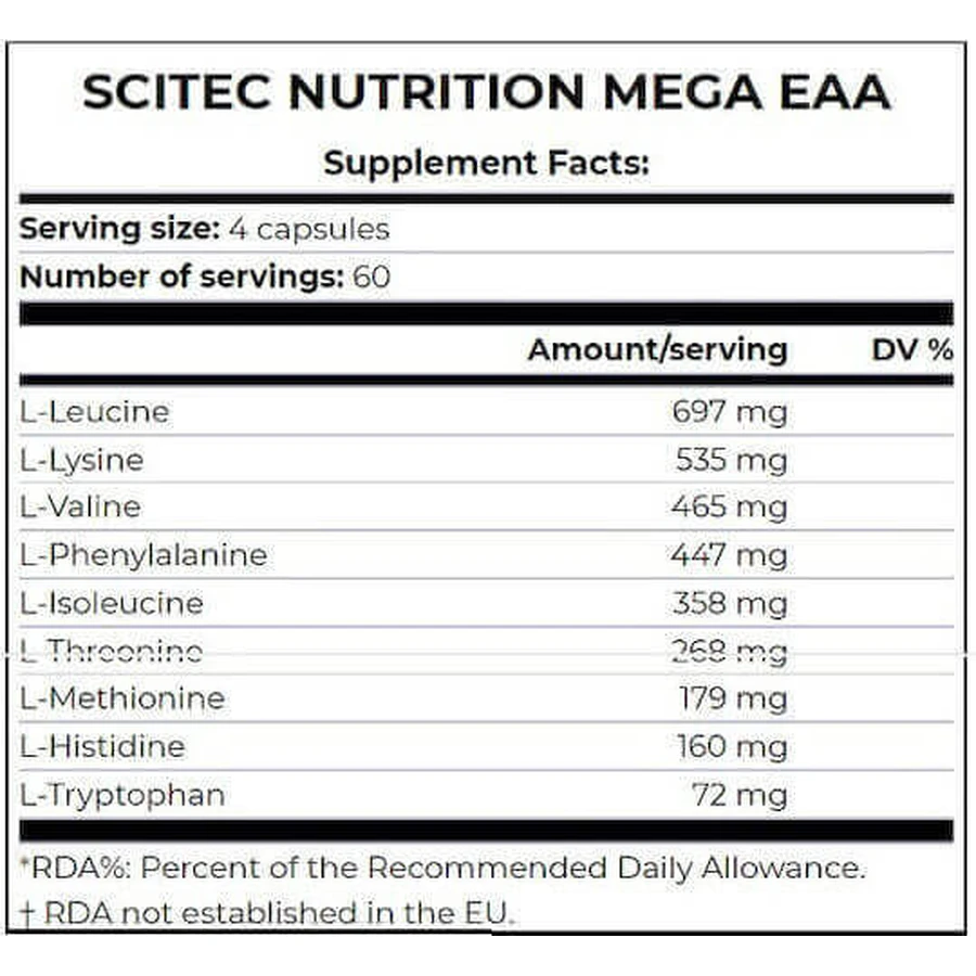 Scitec Nutrition Mega EAA 240 капсул: ціни та характеристики