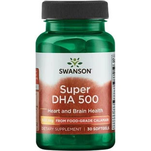 Swanson Super DHA 500 | З харчового кальмара [30 капсул Moi]