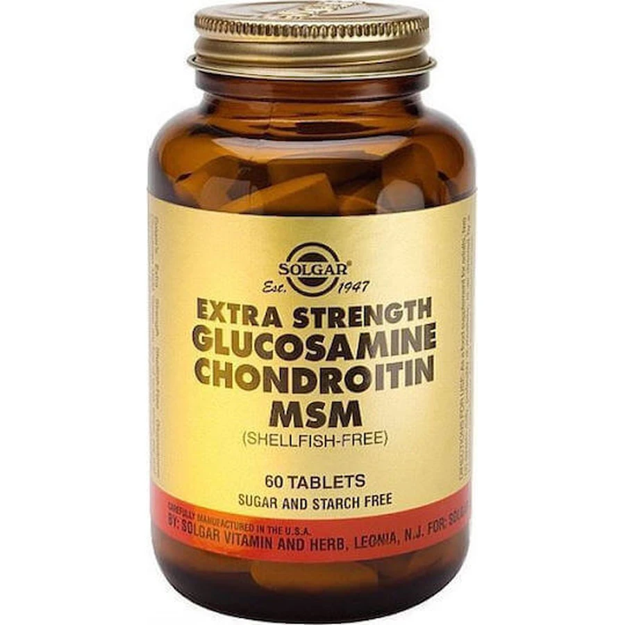 Solgar Extra Strength Glucosamine Chondroitin MSM Суглобово-кісткова добавка для здоров'я чоловіків 60 таб.: ціни та характеристики