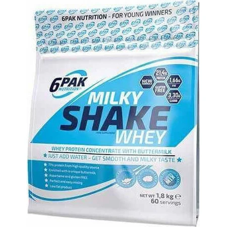 6Pak Nutrition Milky Shake Сироватковий протеїн без глютену з шоколадним смаком 1,8 кг: ціни та характеристики