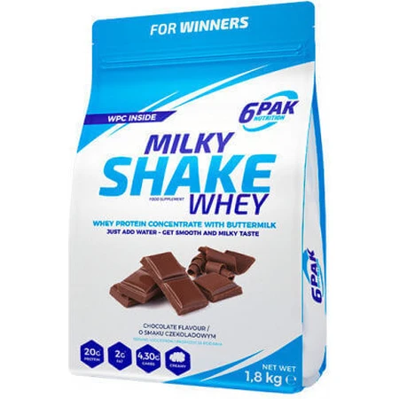 6Pak Nutrition Milky Shake Сироватковий протеїн без глютену з шоколадним смаком 1,8 кг: ціни та характеристики
