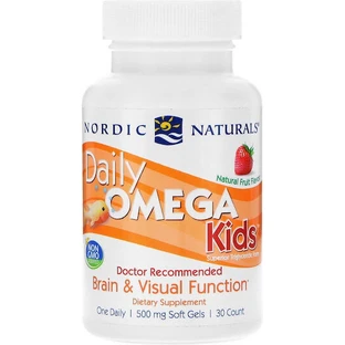 Риб'ячий жир Nordic Naturals Daily Omega Kids підходить для дітей 500 мг 30 м'яких гелів полуниця