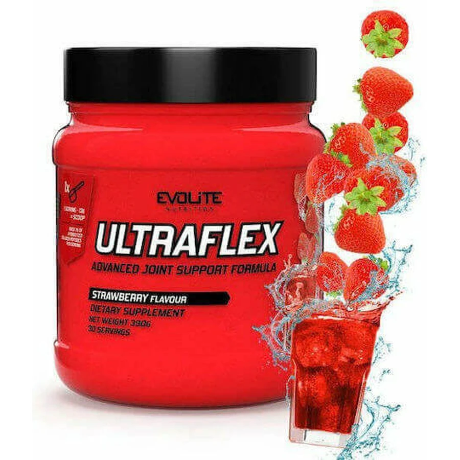 Добавка для здоров'я суглобів та кісток Evolite Ultra Flex 390 гр Полуниця: ціни та характеристики