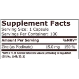 Pure Nutrition Цинк 15 мг 100 капсул