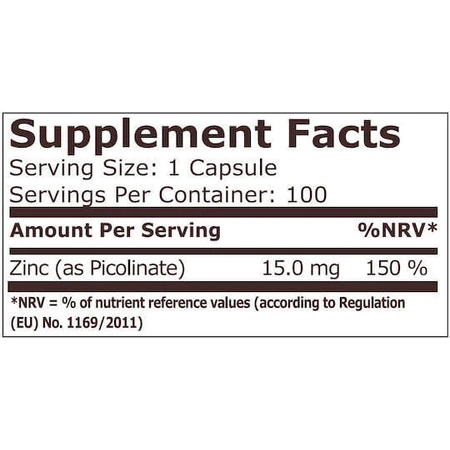 Pure Nutrition Цинк 15 мг 100 капсул: цены и характеристики