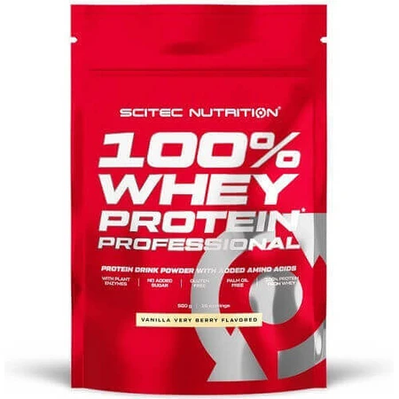 Scitec Nutrition 100% Whey Професійний сироватковий протеїн без глютену Scitec Nutrition 100% Whey Protein без глютену з ванільним дуже ягідним смаком 500гр: ціни та характеристики