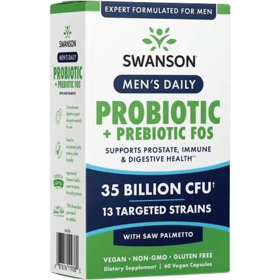Swanson Чоловічий щоденний пробіотик + пребіотик FOS Probiotic 60 капс.: ціни та характеристики