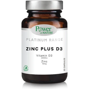 Power Of Nature Platinum Range Zinc Plus D3 15mg 2000UI 30 капсул