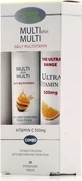 Power Of Nature Multi Multivitamin Multi + Multi Stevia 24 таблетки eff и Vitamin C 500mg Orange 20 таблеток eff для энергии и укрепления иммунной системы