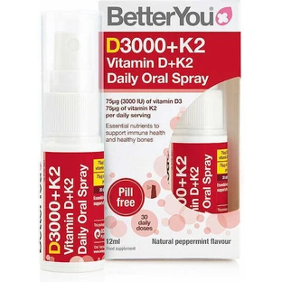 BetterYou DLux+ Вітамін DLux+ Вітамін D+K2 Підтримка імунітету та здоров'я яєць 3000iu 12мл