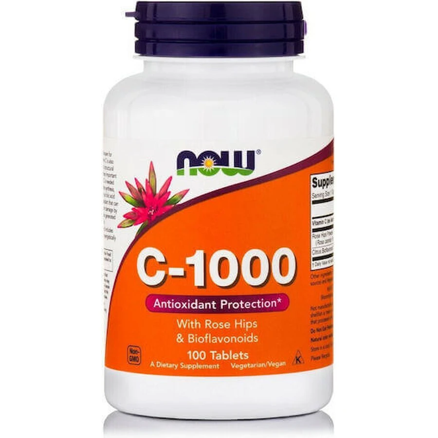Now Foods C-1000 Sustained Release Antioxidant Protection With Rose Hips Vitamin for Immune System Strengthening, Skin & Antioxidant Action 1000mg 100 Tablets: цены и характеристики