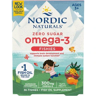 Nordic Naturals Омега-3 риб'ячий жир з нульовим вмістом цукру Омега-3 Fishies підходить для дітей 300 мг 36 желейних цукерок Tutti Frutti