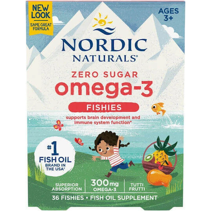 Nordic Naturals Омега-3 риб'ячий жир з нульовим вмістом цукру Омега-3 Fishies підходить для дітей 300 мг 36 желейних цукерок Tutti Frutti: ціни та характеристики
