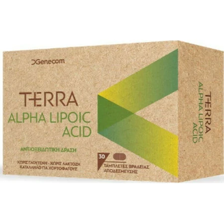 Genecom Terra Terra Альфа-ліпоєва кислота Альфа-ліпоєва кислота Альфа-ліпоєва кислота Спеціальна дієтична добавка 30 табл.: ціни та характеристики