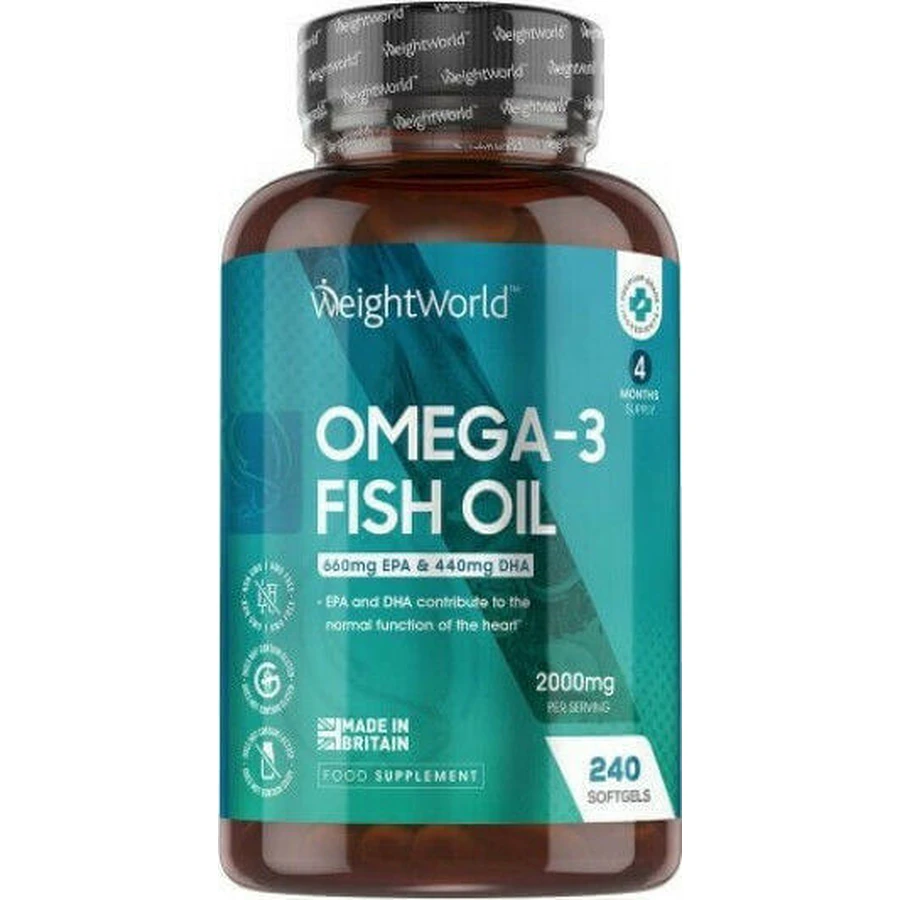 WeightWorld Омега 3 риб'ячий жир риб'ячий жир 2000 мг 240 м'яких гелів без смаку: ціни та характеристики