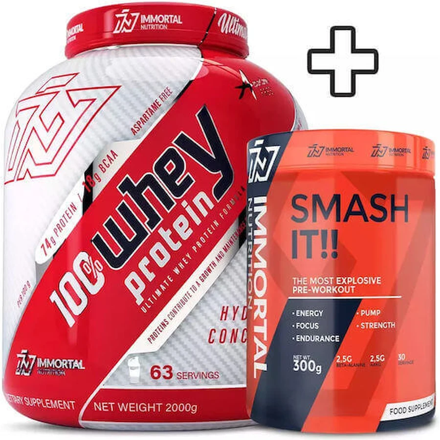 Immortal Nutrition 100% Whey Protein 2000гр Белый шоколад Клубника и Смэш IT!!!!! Предтренировочный комплекс 300гр: цены и характеристики