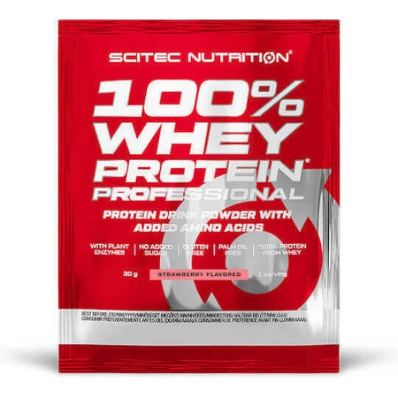 Scitec Nutrition 100% Whey Protein Профессиональный сывороточный протеин без глютена со вкусом клубники 30гр: цены и характеристики