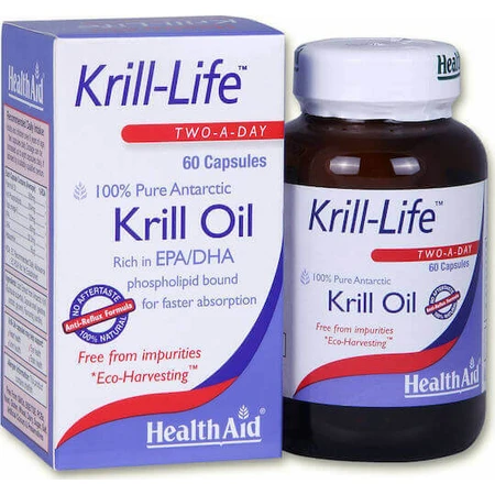 Health Aid Krill Life Two A Day Krill Oil Suitable for Children 60 caps Unflavoured: цены и характеристики