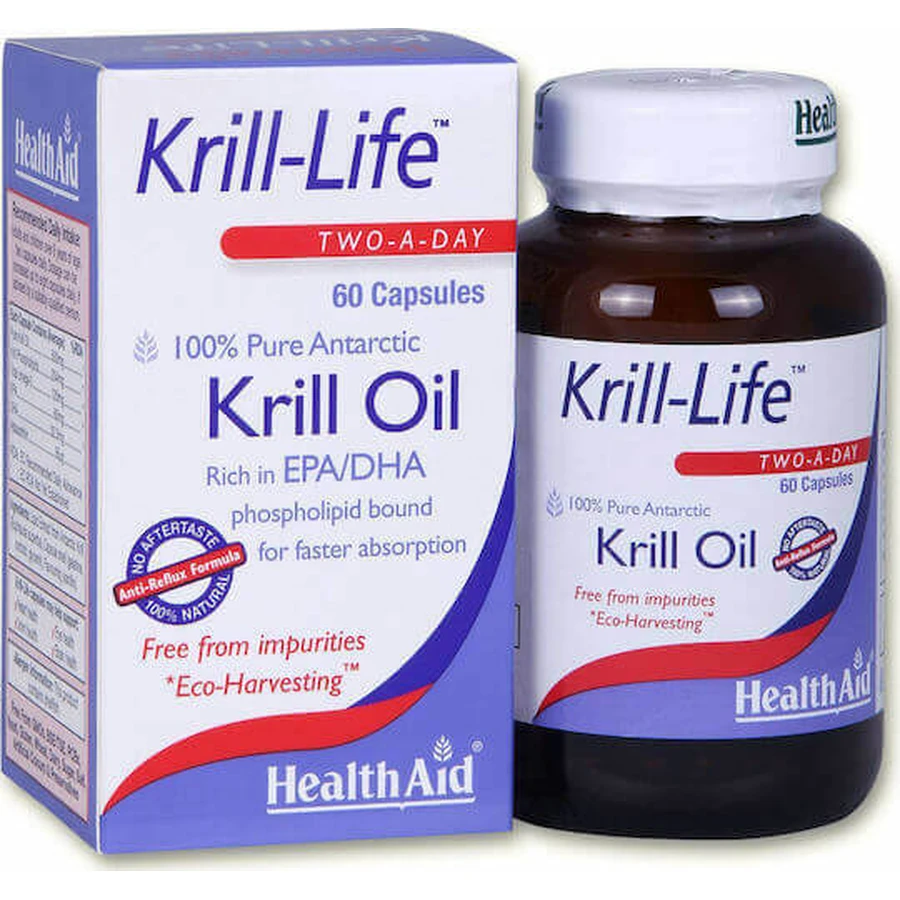 Health Aid Krill Life Two A Day Krill Oil Suitable for Children 60 caps Unflavoured: цены и характеристики