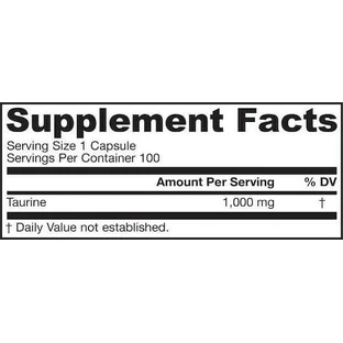 Jarrow Formulas Таурин 1000 мг 100 капсул без смаку