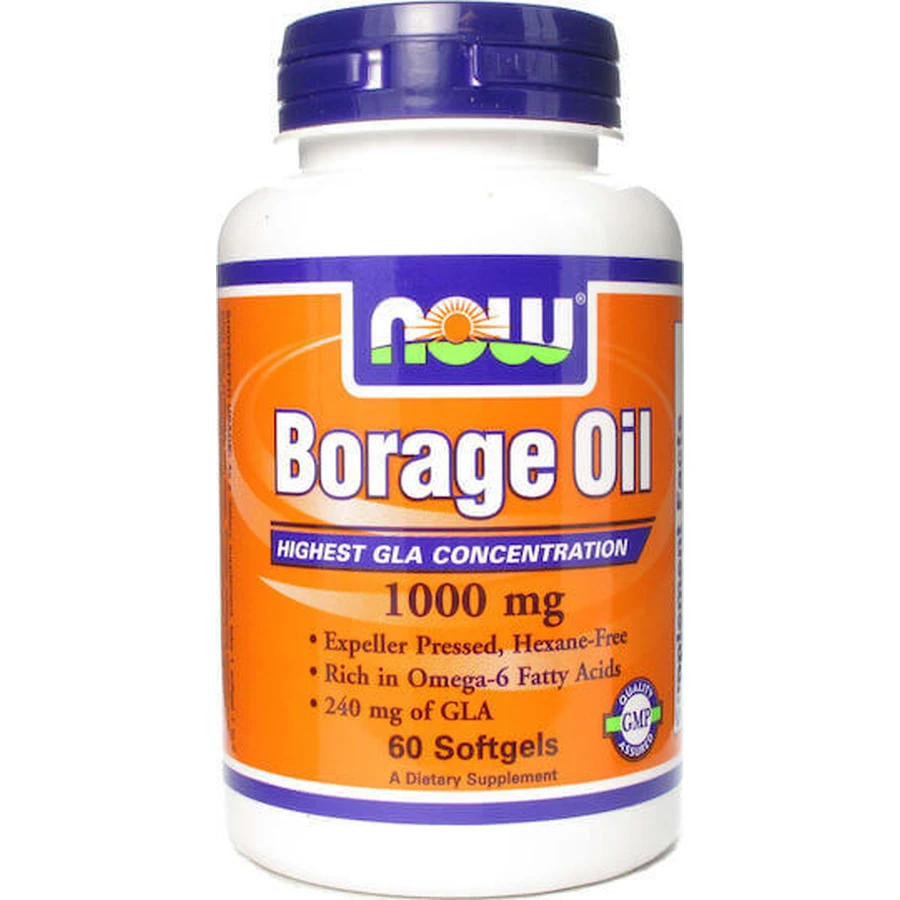 Now Foods Borage Oil Concentrated GLA Borage Seed Oil 1000mg 60 softgels Unflavoured: цены и характеристики
