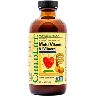 ChildLife Essentials Мультивитамины и минералы Мультивитамины для энергии, укрепления иммунитета и волос 14,7 мг Апельсин-манго 237 мл