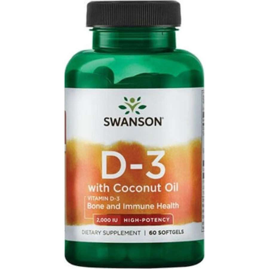 Swanson D-3 з кокосовою олією вітамін для підтримки імунітету та здоров'я яєць 2000iu 60 капс.: ціни та характеристики