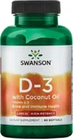 Swanson D-3 з кокосовою олією вітамін для підтримки імунітету та здоров'я яєць 2000iu 60 капс.